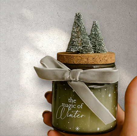 Yılbaşı Temalı Yoğun Kokulu Vegan Mum – Doğal Soyawax, Dekoratif Hediyelik 