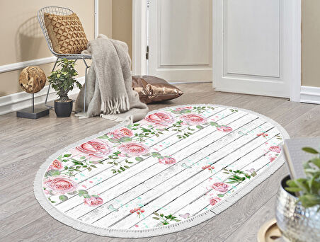 Dekoreko İnci Halı Dijital Saçaklı Oval 1853 Desen 1