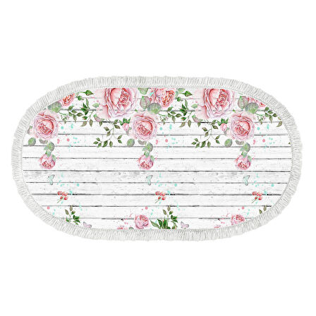 Dekoreko İnci Halı Dijital Saçaklı Oval 1853 Desen 1