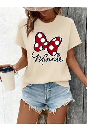 Unisex Minnie Fiyonk Baskılı Tasarım Tshirt