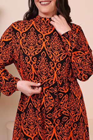 Kadın Hakim Yaka Buyuk Beden Elbise Tesettur Viskon Kumas Pileli ve Piliseli Elbise