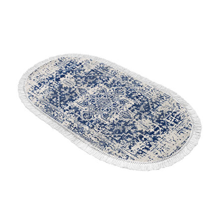 Dekoreko İnci Halı Dijital Saçaklı Oval 2069 Desen 1