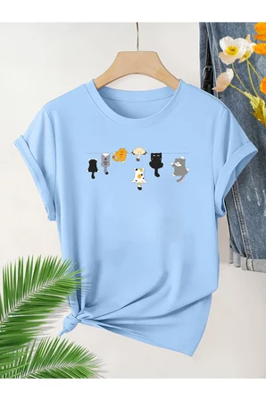 Unisex Yaramaz Kediler Baskılı Tasarım Tshirt