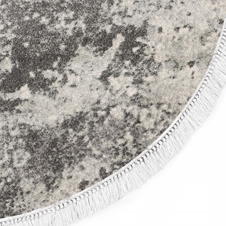 Dekoreko İnci Halı Dijital Saçaklı Yuvarlak 1898