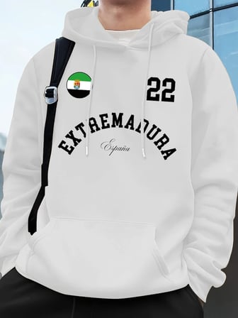 Extremadura İspanya Bayrağı Baskılı Kapüşonlu Erkek Eşofman Cepli Kazak Sportif Bol Sweatshir