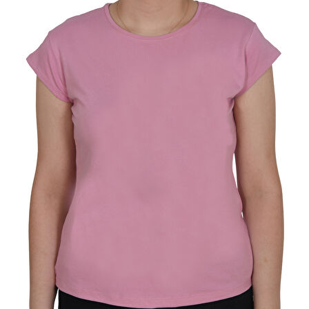 ASM0063 Bayan Düz Pembe Viskoz Penye T-Shirt