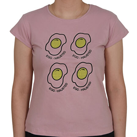 ASM0127 Bayan Pudra Yumurta EGG Baskılı T-Shirt