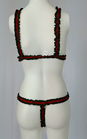 ASM0185 Kadın Guccili Özel Şerit Bralet Südyen Takım