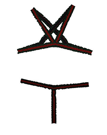 ASM0185 Kadın Guccili Özel Şerit Bralet Südyen Takım