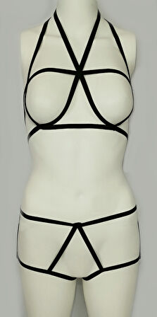 ASM1070 2 li Kadın Siyah Karamis Bralet Takım