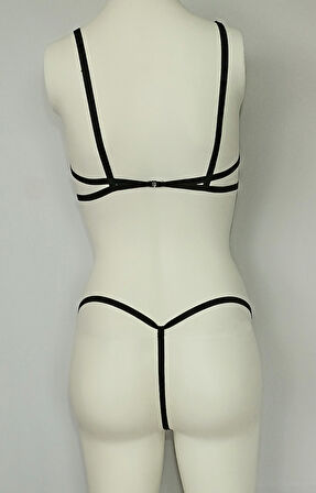 ASM1134 Kadın 2 li Siyah Kafesler Ardında Südyen Takım