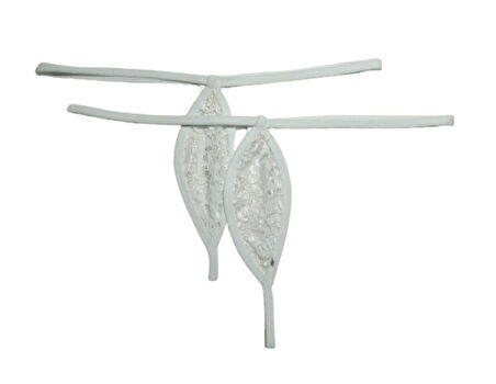 ASM1207 Kadın 2 li  Beyaz Tül Dantel Mini Damla Kıskırtıcı Tanga