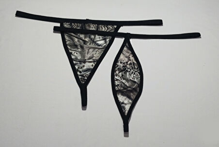 ASM1227 Kadın 2 Li Leopar Tarz Şekiller Sarsıtan String