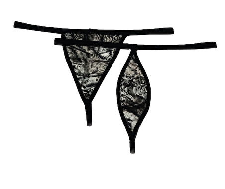 ASM1227 Kadın 2 Li Leopar Tarz Şekiller Sarsıtan String