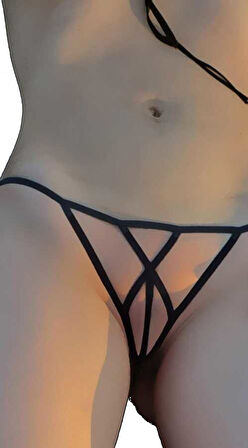 ASM1250 Kadın 2 Li Kırmızı Kafes Önü Çaprazlı Tanga String