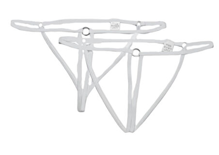 ASM1254 Kadın 2 Li Ekru Özel Nokta VurguluTanga String