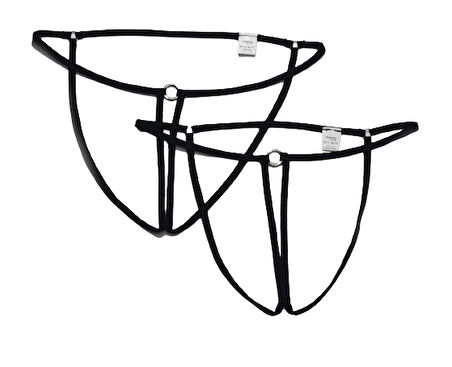 ASM1255 Kadın 2 Li Siyah Özel Nokta VurguluTanga String