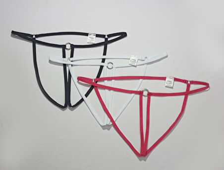 ASM1257 Kadın 3 Lü Renkli Özel Nokta VurguluTanga String