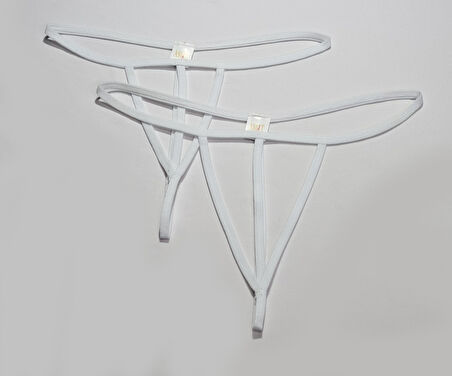 ASM1263 Kadın 2 Li Ekru Özel Bölgesi 3 Serit Tanga String