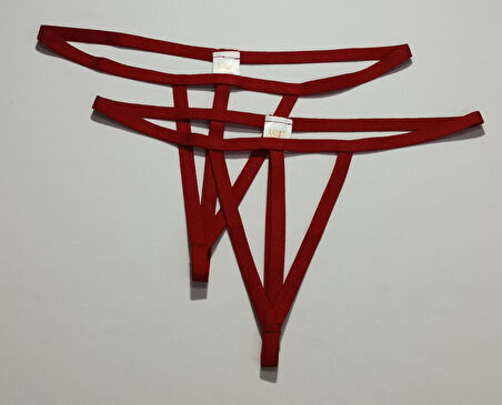 ASM1265 Kadın 2 Li Kırmızı Özel Bölgesi 3 Serit Tanga String