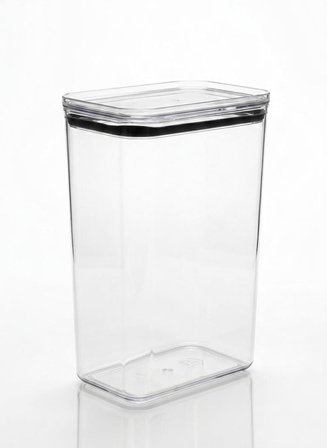 Softchef Click'n Fresh Hava Geçirmez Dikdörtgen Plastik Erzak Kabı 3100 ml - Vakumlu Tek Tuş Kapaklı Şeffaf Plastik Bakliyat, Un ve Şeker Saklama Kabı, BPA İçermez (10,5x16x24,5cm)