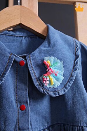 Babyhola Şık Kız Bebek Çocuk Kot Elbise 2282