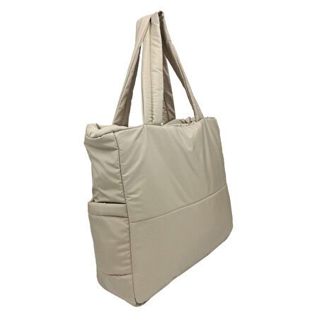 Samilon Kabartmalı Puf Kumaş Shopper Çanta Taş