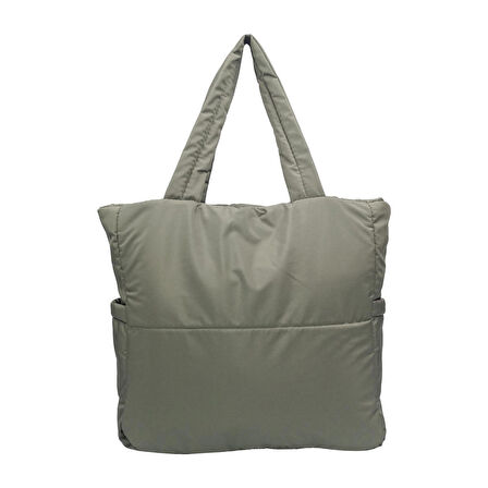 Samilon Kabartmalı Puf Kumaş Shopper Çanta Haki Yeşili