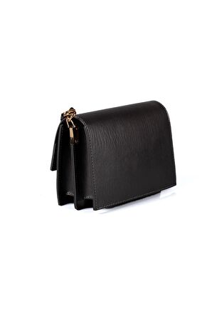 SİA ÇANTA Örgü Zincir Detaylı, Çift Gözlü Şık ve Kullanışlı Kutu Model Çapraz Askılı Çanta