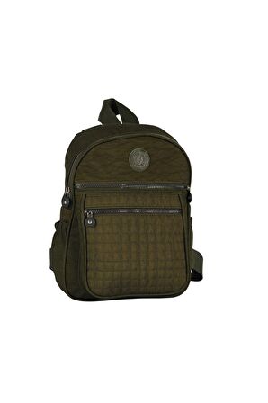 SİA ÇANTA Kırinkıl Kumaş 3 Gözlü, Matara Bölmeli Su Geçirmez Kumaş Ön Kapitone Baskılı Kadın Sırt Çantası