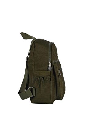 SİA ÇANTA Kırinkıl Kumaş 3 Gözlü, Matara Bölmeli Su Geçirmez Kumaş Ön Kapitone Baskılı Kadın Sırt Çantası