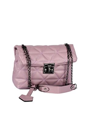 SİA ÇANTA Kapitone Desenli Zincir Askılı İki Ayrı Bölmeli KilitLİ kapak Detaylı Kadın Omuz Çantası