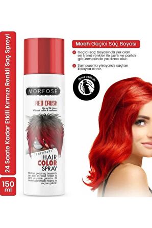 Morfose 24 Saate Kadar Etkili Renkli Saç Spreyi Kırmızı Red Crush 150 Ml