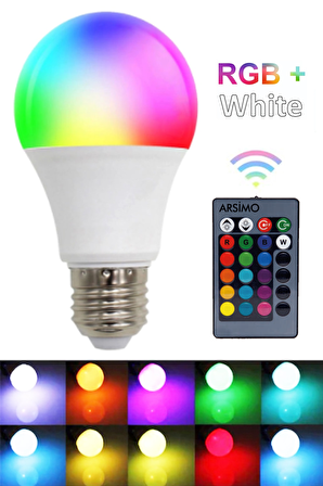 ( 2 Adet ) 10 W Kumandalı RGB White Led Ampul