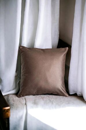 Flat Dark Brown Nubuk Dekoratif Kırlent Kılıfı