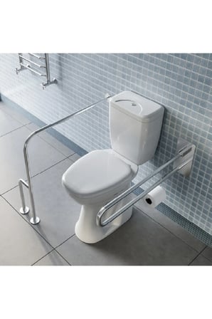 Yaşlı, Hasta ve Engelli 2 Parça Tutunma Barı WC Kağıtlıklı Hareketli ve Yerden Duvara Döner Ayak