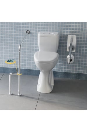 Yaşlı, Hasta ve Engelli 2 Parça Tutunma Barı WC Kağıtlıklı Hareketli ve Yerden Duvara Döner Ayak
