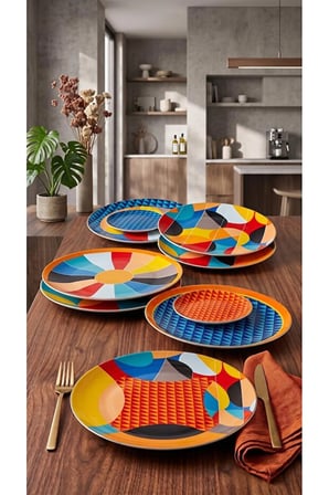 The Mia Shapes Serisi 6 Parça New Bone China Porselen Servis Tabağı Seti 27 cm