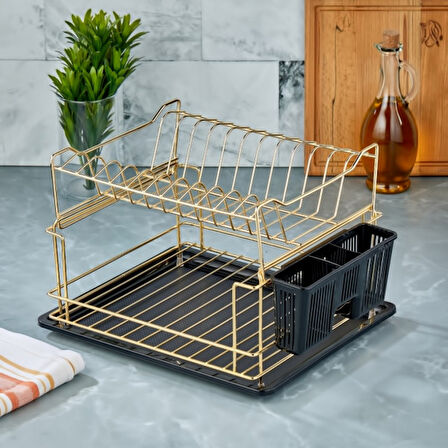 Cooker CKR2927 36x30 Cm 2 Katlı Metal Bulaşıklık - Gold