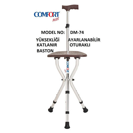 Medikalcim  DM-74 Oturaklı Baston Yüksekliği Ayarlanır