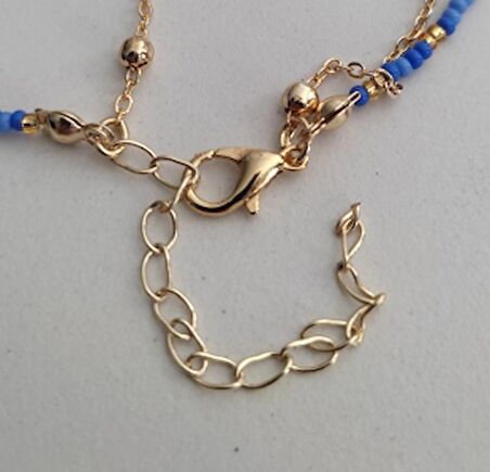 Mavi Boncuklu Gold Renkli Yunus Sallantılı Halhal