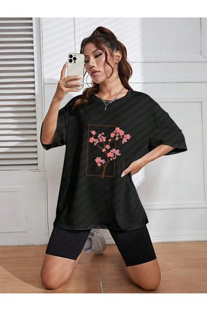Unisex Kiraz Ağacı Baskılı Tasarım Tshirt