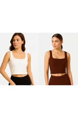 body kadın geniş yaka sıfır kol crop %95 viskon örme ring kumaş 2 li paket