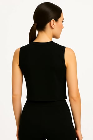 body bisiklet yaka sıfır kol crop %95 viskon ring örme kumaş body