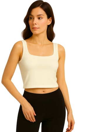 body kadın %95 viskon ring örme kumaş kare yaka askılı body