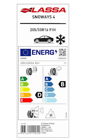 Lassa 205/55 R16 91H Snoways 4 Kış Lastiği 2024