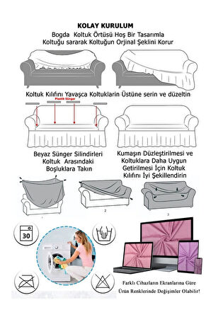Kahve Renk 3 3 1 1 Jakarlı Koltuk Örtüsü Takımı