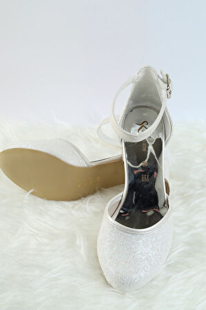 Topuklu Kız Çocuk Ayakkabısı Düğün Ayakkabısı Kız Çocuk Abiye Ayakkabı Fiyonk ve Sim Detaylı Abiye