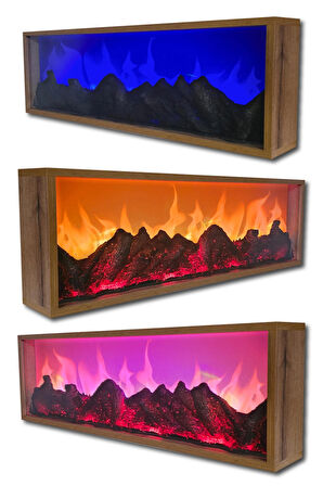 Dekoratif Elektrikli Yapay Şömine - 120x31.5x16.5 Cm - Farklı Renk Modları,kumandalı, Bluetooth Ses