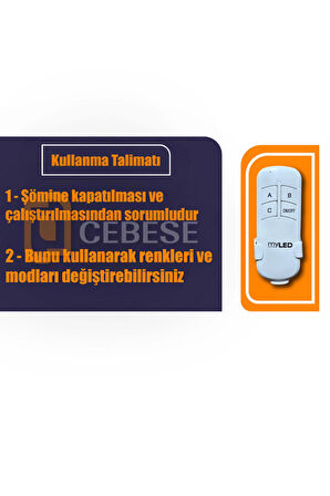 Dekoratif Elektrikli Yapay Şömine - 120x31.5x16.5 Cm - Farklı Renk Modları,kumandalı, Bluetooth Ses